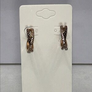 NWOT Rose Gold CZ Double Hoop Earrings By Designer DSMK